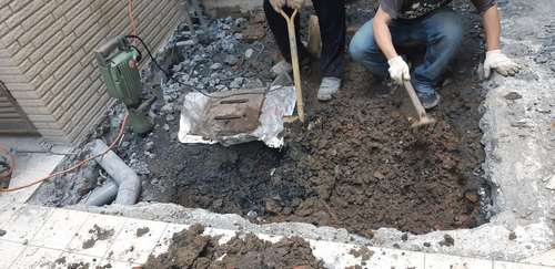 公明路機坑開挖(一)，泥作工程 磁磚工程