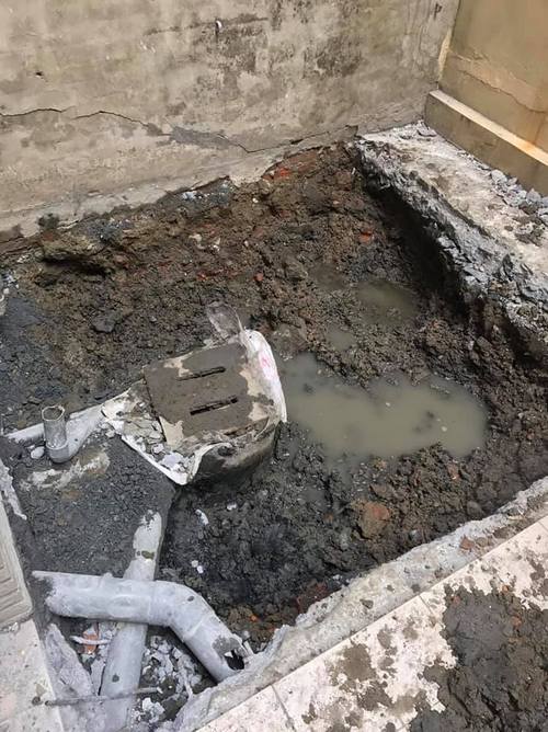 公明路機坑開挖(一)，泥作工程 磁磚工程